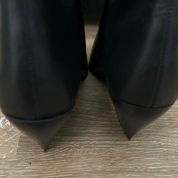 Franco Sarto New Black Leather Piinted Toe Amber Booties Size 10 - Picture 6 of 14